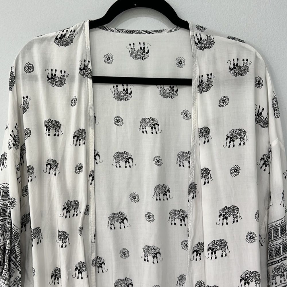 Women Top/Kimono/Cardigan/Cover Up  Elephant Print Sz XL - Picture 3 of 9
